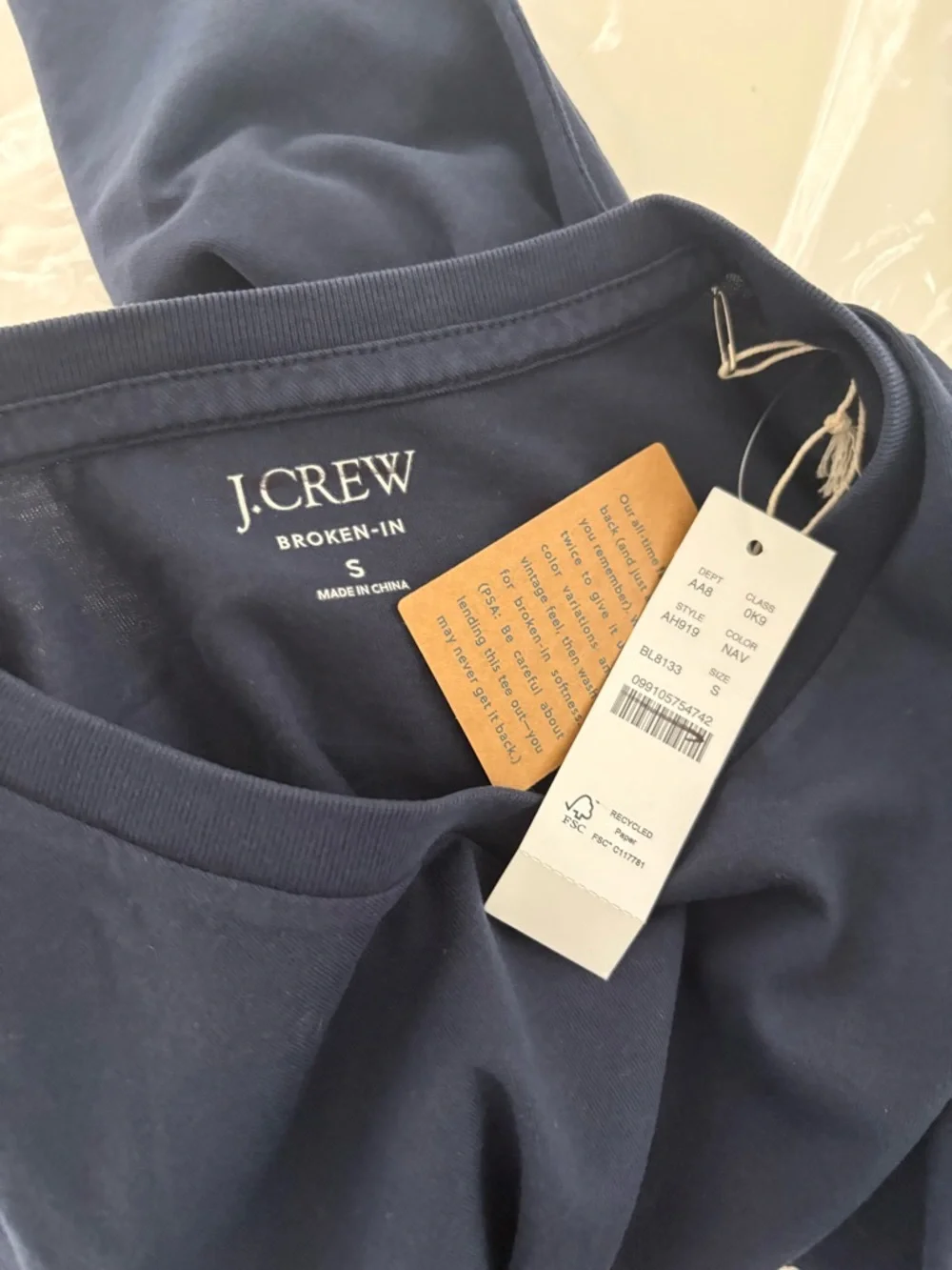NWT J. Crew Broken-in Short-sleeve V-neck T-shirt Navy Blue